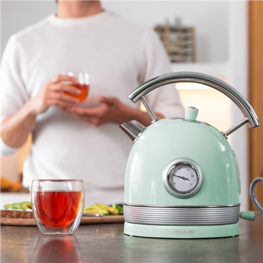 Cecotec Kettle , ThermoSense 420 Vintage , 2200 W , Electric , 1.8 L , Stainless steel , 360° rotational base , Light Green