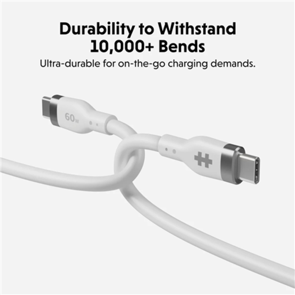 HJ4011WHGL Hyper HyperJuice USB-C Silicone Charging Cable, 1.5 m, White , HJ4011WHGL