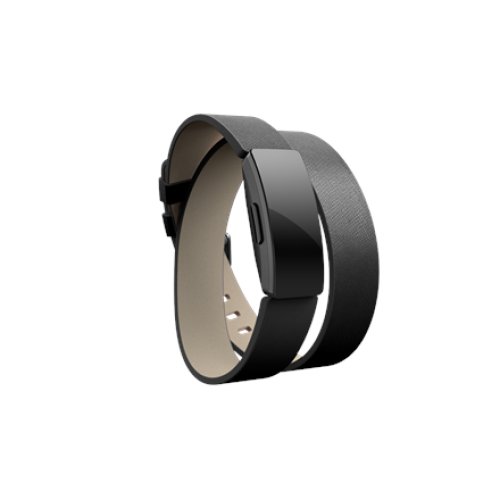 Fitbit Inspire Accessory Double Leather Wrap, one size, black Horween leather* and includes an aluminium buckle. Hand-crafted with premium Horween leather, this high-quality wrap features a textured saffiano finish for your Fitbit Inspire or Inspire HR he