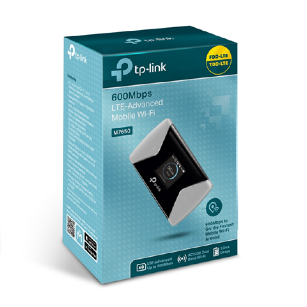 TP-LINK 600Mbps 4G LTE-Advanced Mobile Wi-Fi , M7650 , 802.11ac , Mesh Support No , MU-MiMO No , No mobile broadband
