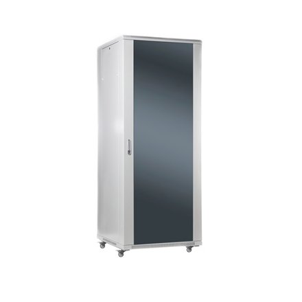 SOMI Networks , 37U, 19″ Freestanding Cabinet , 37U-60/80NAC , Max Load 800kg; Removable and Lockable Side Panels; Glass Doors; Unassembled , Depth: 80 cm , Gray