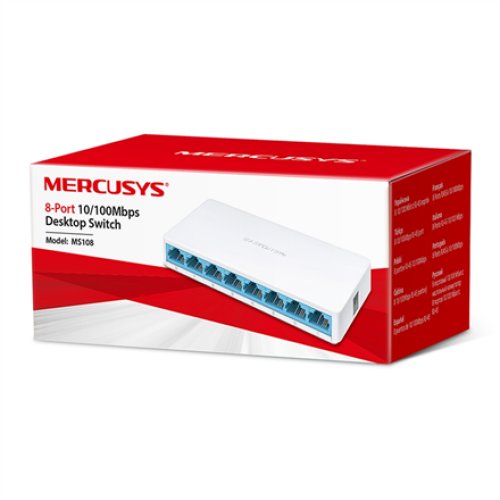 Mercusys , Switch , MS108 , Unmanaged , Desktop , 10/100 Mbps (RJ-45) ports quantity 8 , Power supply type External