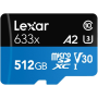 Lexar , High-Performance 633x , UHS-I , 512 GB , MicroSDXC , Flash memory class 10