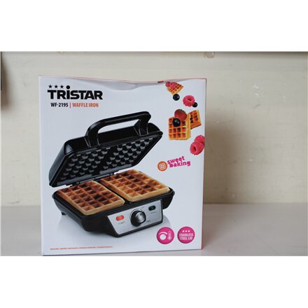 SALE OUT. , Tristar , Waffle maker , WF-2195 , 1000 W , Number of pastry 2 , Belgium , Black , DAMAGED PACKAGING
