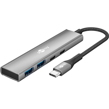 Goobay Slim 4-Port USB Hub, USB-C to USB-C/USB-A, 5 Gbit/s , 76563