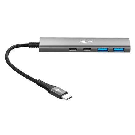 Goobay Slim 4-Port USB Hub, USB-C to USB-C/USB-A, 5 Gbit/s , 76563