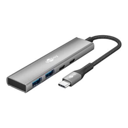 Goobay Slim 4-Port USB Hub, USB-C to USB-C/USB-A, 5 Gbit/s , 76563