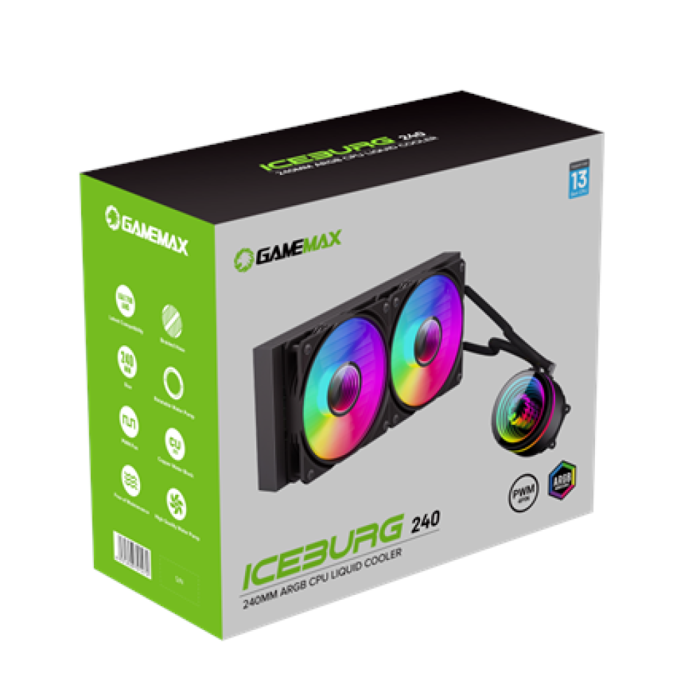 Gamemax CPU Liquid Cooler , ICEBURG 240 INFINITY , Black