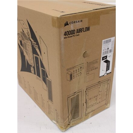 SALE OUT. Corsair 4000D Airflow Tempered Glass Mid-Tower, Black , Corsair , Computer Case , 4000D , Side window , Black , ATX , DAMAGED PACKAGING , Power supply included No , ATX