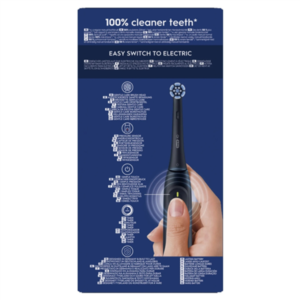 Oral-B Electric Toothbrush with Pressure sensor , iO2 , Rechargeable , For adults , Number of brush heads included 1 , Number of teeth brushing modes 3 , Black