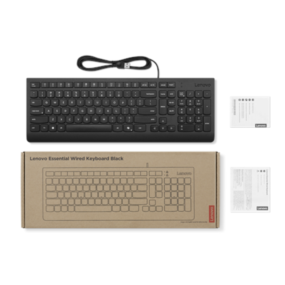 Lenovo Keyboard , Essential , Keyboard , Wired , US English , Black