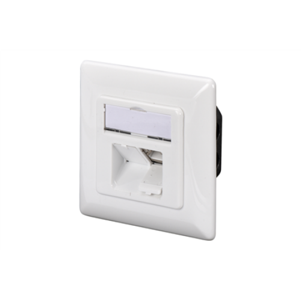 Digitus CAT 6A Class EA network outlet,shielded,2xRJ45,LSA pure white, flush mount, horizontal cable install. Digitus CAT 6A Class EA network outlet, shielded The CAT 6A network outlets from DIGITUS are design compatible with common switch programmes. It 