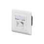 Digitus CAT 6A Class EA network outlet,shielded,2xRJ45,LSA pure white, flush mount, horizontal cable install. Digitus CAT 6A Class EA network outlet, shielded The CAT 6A network outlets from DIGITUS are design compatible with common switch programmes. It 