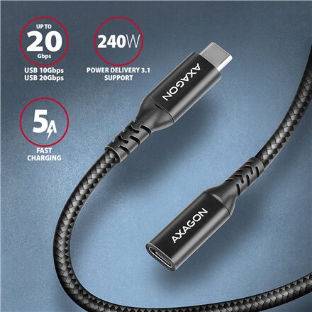 AXAGON , Extension USB 20Gbps cable, 1 m , BUCM32-CF10AB , USB-C to USB-C