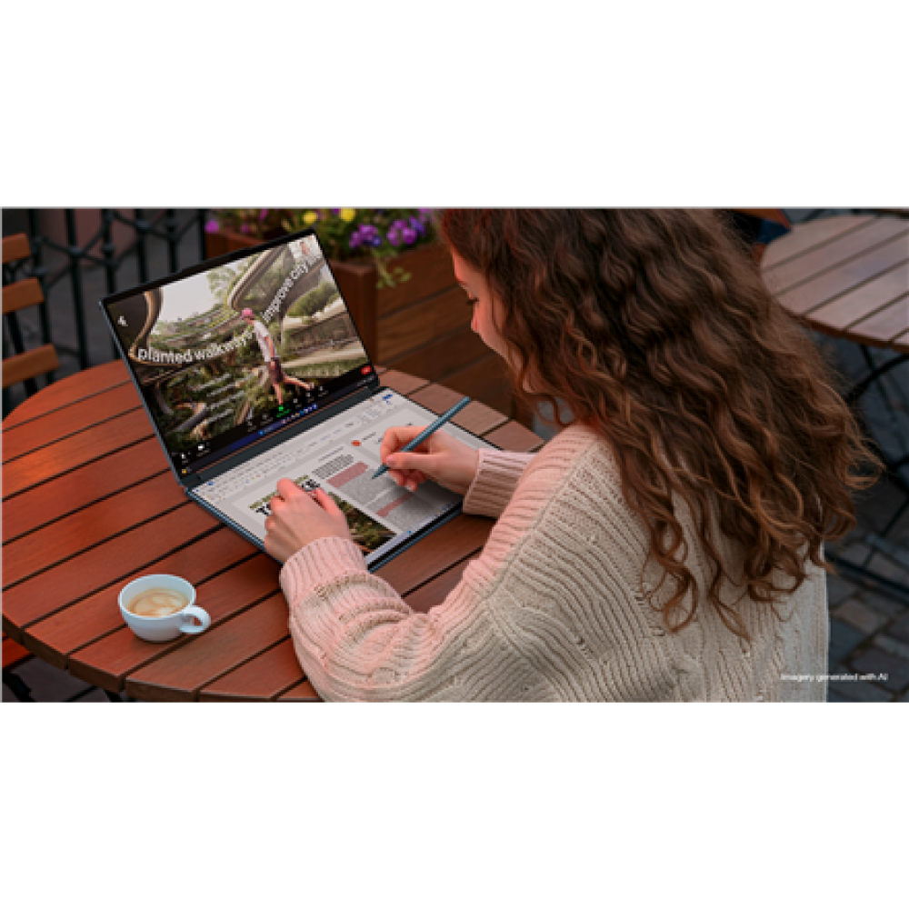 Lenovo Yoga Book 9 14IAH10 , Tidal Teal , 2x14 , OLED , Touchscreen , 2.8K WQXGA+ , 2880 x 1800 pixels , Intel Core Ultra 7 , 255H , 32 GB , Soldered LPDDR5x , Solid-state drive capacity 1000 GB , Intel Arc 140T GPU , Windows 11 Pro , 802.11be , Bluetooth