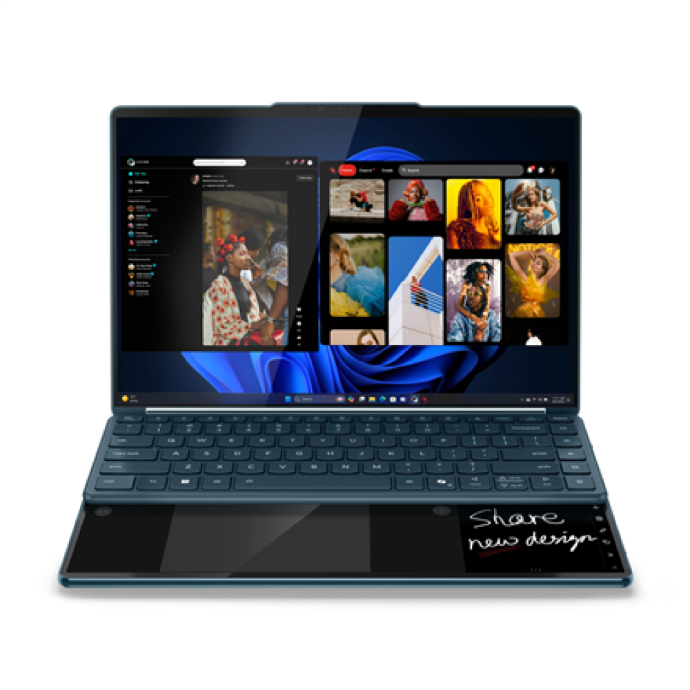 Lenovo Yoga Book 9 14IAH10 , Tidal Teal , 2x14 , OLED , Touchscreen , 2.8K WQXGA+ , 2880 x 1800 pixels , Intel Core Ultra 7 , 255H , 32 GB , Soldered LPDDR5x , Solid-state drive capacity 1000 GB , Intel Arc 140T GPU , Windows 11 Pro , 802.11be , Bluetooth