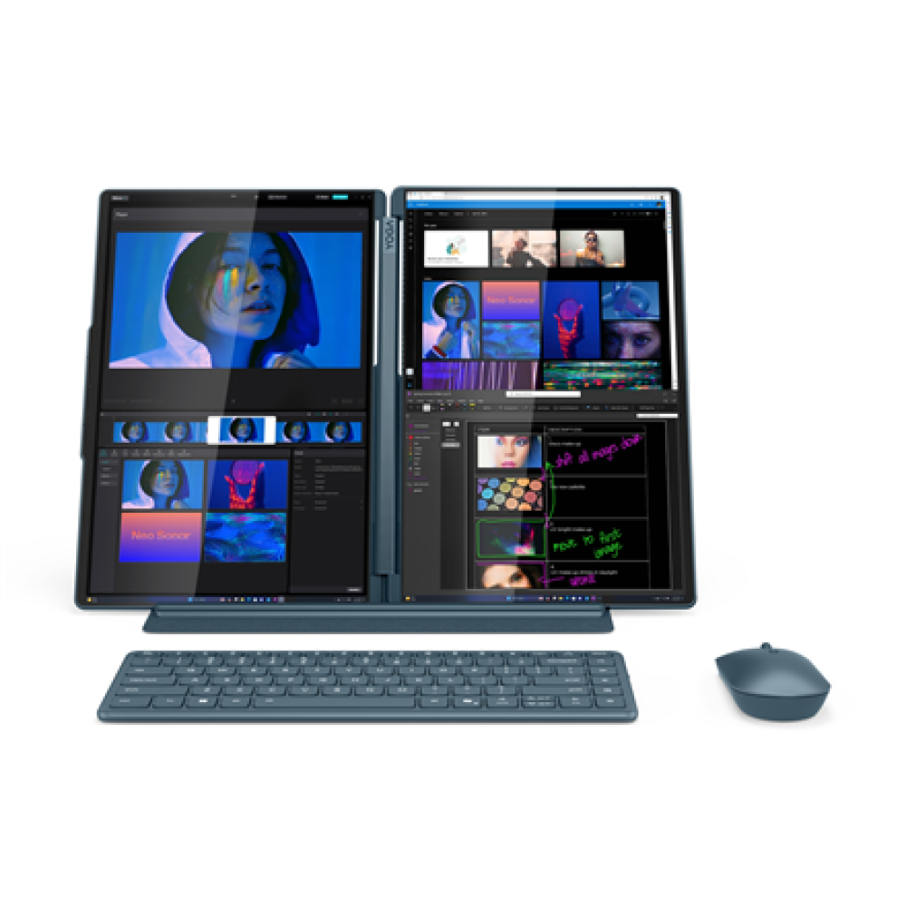 Lenovo Yoga Book 9 14IAH10 , Tidal Teal , 2x14 , OLED , Touchscreen , 2.8K WQXGA+ , 2880 x 1800 pixels , Intel Core Ultra 7 , 255H , 32 GB , Soldered LPDDR5x , Solid-state drive capacity 1000 GB , Intel Arc 140T GPU , Windows 11 Pro , 802.11be , Bluetooth
