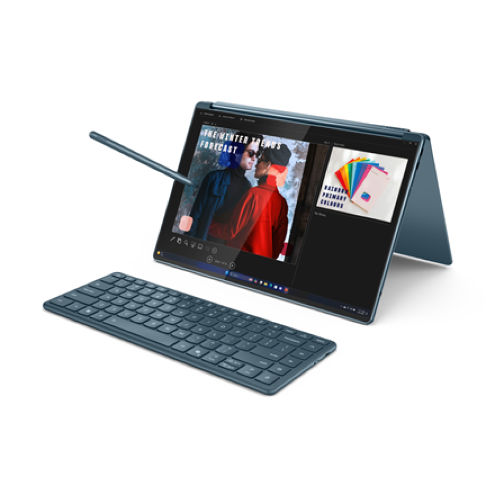 Lenovo Yoga Book 9 14IAH10 , Tidal Teal , 2x14 , OLED , Touchscreen , 2.8K WQXGA+ , 2880 x 1800 pixels , Intel Core Ultra 7 , 255H , 32 GB , Soldered LPDDR5x , Solid-state drive capacity 1000 GB , Intel Arc 140T GPU , Windows 11 Pro , 802.11be , Bluetooth