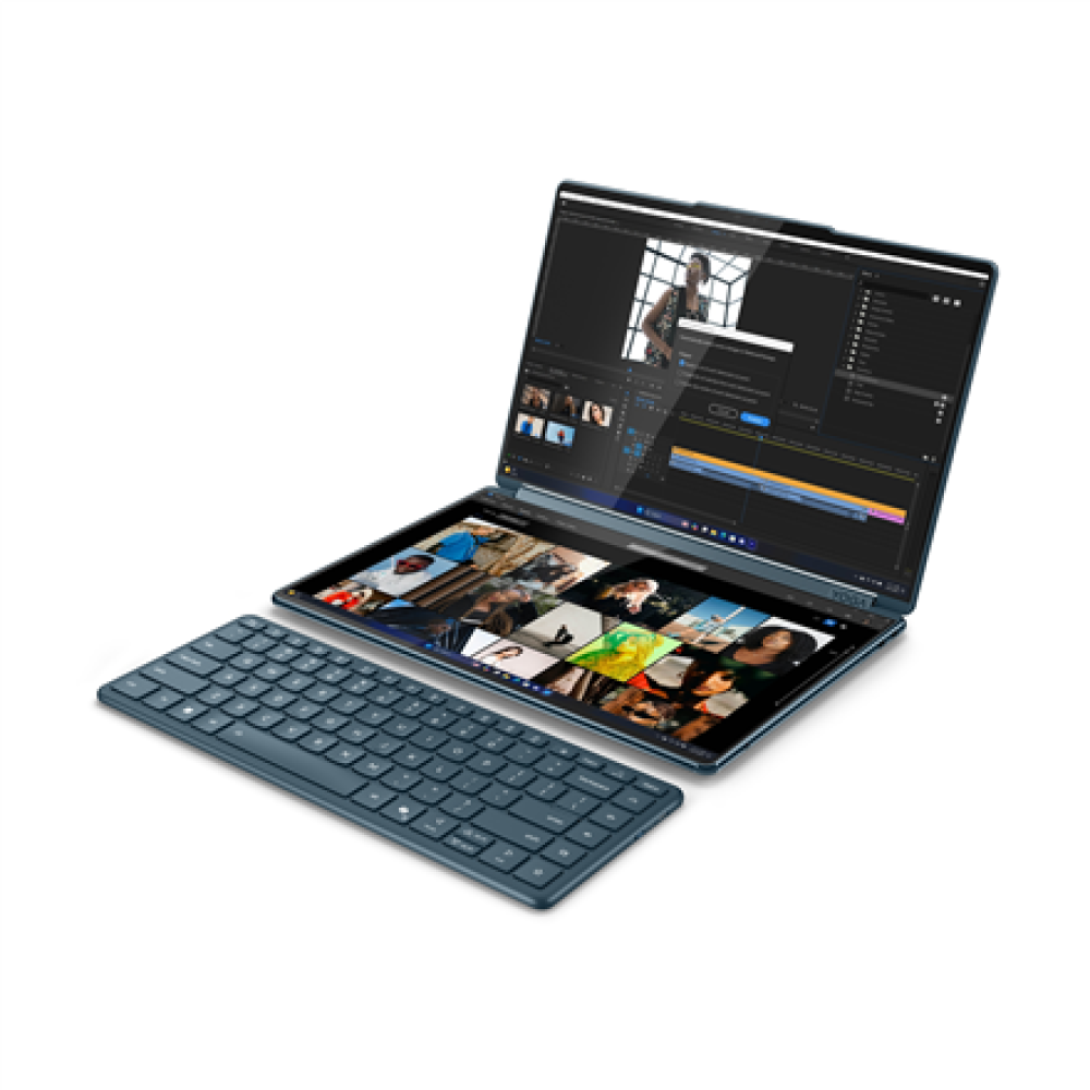 Lenovo Yoga Book 9 14IAH10 , Tidal Teal , 2x14 , OLED , Touchscreen , 2.8K WQXGA+ , 2880 x 1800 pixels , Intel Core Ultra 7 , 255H , 32 GB , Soldered LPDDR5x , Solid-state drive capacity 1000 GB , Intel Arc 140T GPU , Windows 11 Pro , 802.11be , Bluetooth