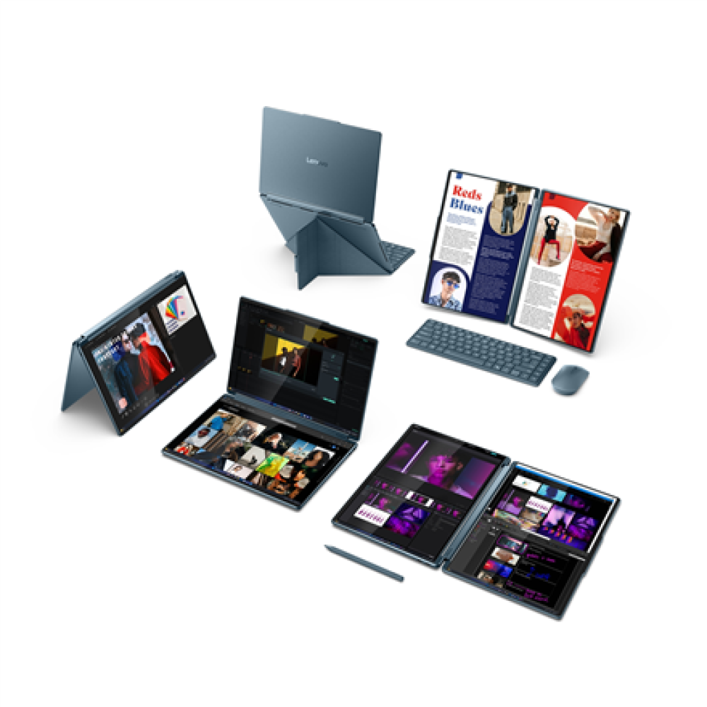 Lenovo Yoga Book 9 14IAH10 , Tidal Teal , 2x14 , OLED , Touchscreen , 2.8K WQXGA+ , 2880 x 1800 pixels , Intel Core Ultra 7 , 255H , 32 GB , Soldered LPDDR5x , Solid-state drive capacity 1000 GB , Intel Arc 140T GPU , Windows 11 Pro , 802.11be , Bluetooth