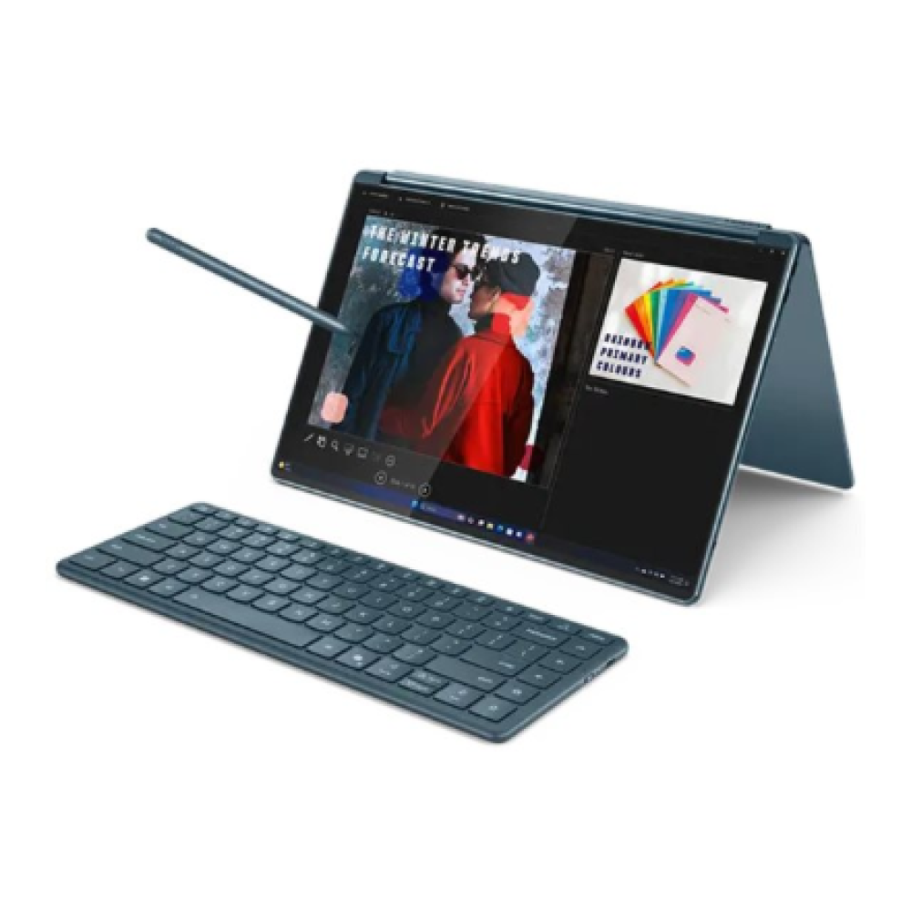 Lenovo Yoga Book 9 14IAH10 , Tidal Teal , 2x14 , OLED , Touchscreen , 2.8K WQXGA+ , 2880 x 1800 pixels , Intel Core Ultra 7 , 255H , 32 GB , Soldered LPDDR5x , Solid-state drive capacity 1000 GB , Intel Arc 140T GPU , Windows 11 Pro , 802.11be , Bluetooth