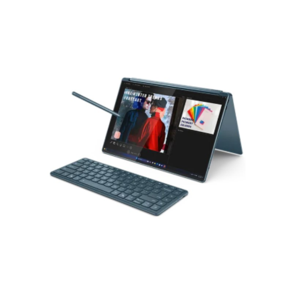 Lenovo Yoga Book 9 14IAH10 , Tidal Teal , 2x14 , OLED , Touchscreen , 2.8K WQXGA+ , 2880 x 1800 pixels , Intel Core Ultra 7 , 255H , 32 GB , Soldered LPDDR5x , Solid-state drive capacity 1000 GB , Intel Arc 140T GPU , Windows 11 Pro , 802.11be , Bluetooth