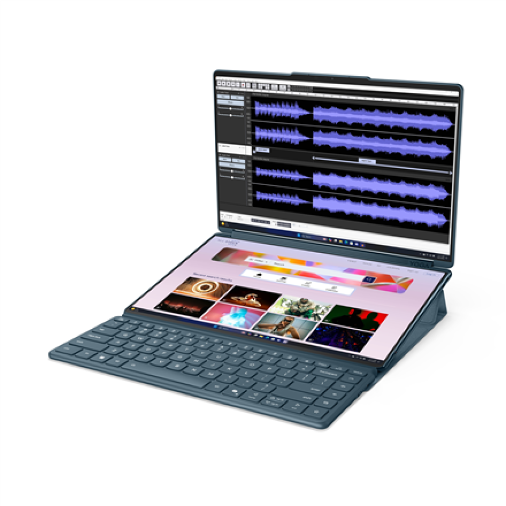 Lenovo Yoga Book 9 14IAH10 , Tidal Teal , 2x14 , OLED , Touchscreen , 2.8K WQXGA+ , 2880 x 1800 pixels , Intel Core Ultra 7 , 255H , 32 GB , Soldered LPDDR5x , Solid-state drive capacity 1000 GB , Intel Arc 140T GPU , Windows 11 Pro , 802.11be , Bluetooth