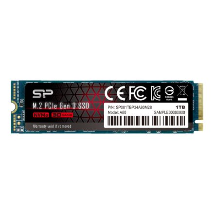 Silicon Power SSD P34A80 1TB, M.2 PCIe Gen3 x4 NVMe, 3200/3000 MB/s , Silicon Power