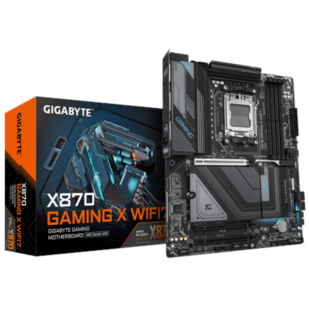 Gigabyte X870 GAMING X WIFI7 , Processor family AMD , Processor socket AM5 , DDR5 DIMM , Supported hard disk drive interfaces SATA, M.2 , Number of SATA connectors 4