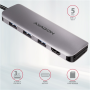 AXAGON SuperSpeed USB-C COMBO 5in1 hub , HMC-HCR3A