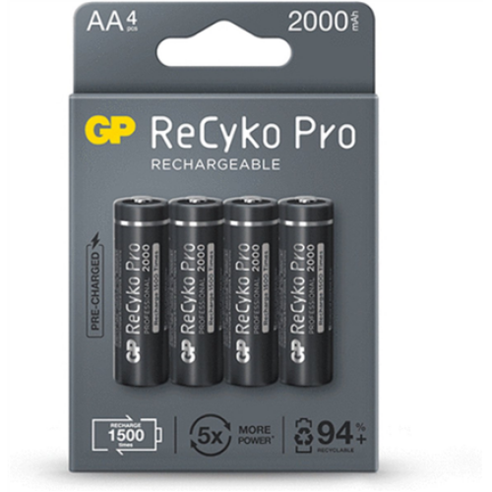 Pro rechargeable batteries , AA , 2000 mAh