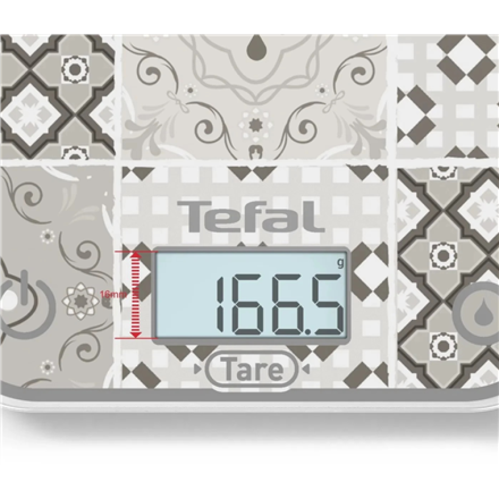 TEFAL Electronic Kitchen Scale , Optiss BC50D6V0 , Graduation 0.5/1 g , Display type LCD , Mozaic Decor