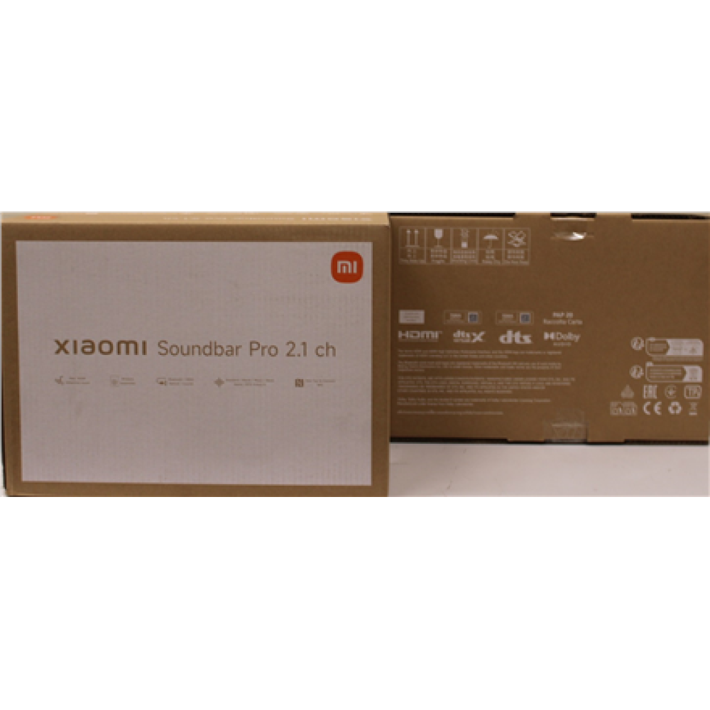 SALE OUT. Xiaomi Soundbar Pro 2.1 ch , SALE OUT. , Xiaomi Soundbar Pro 2.1 ch , Warranty 24 month(s) , 300 W , Bluetooth , Wireless connection , Black , DAMAGED AND MISSING INNER PACKAGING, DAMAGED BODY (EDGE)