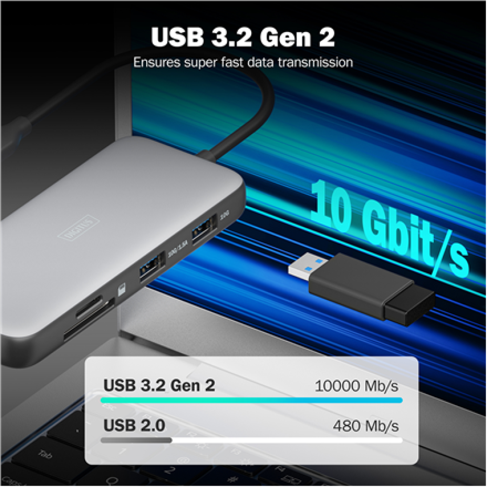 Digitus USB-C docking station, 8-port , DA-70915 , Ethernet LAN (RJ-45) ports 1 , HDMI ports quantity 2