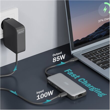 Digitus USB-C docking station, 8-port , DA-70915 , Ethernet LAN (RJ-45) ports 1 , HDMI ports quantity 2