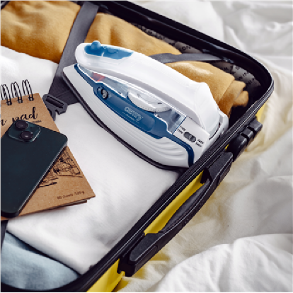 Camry CR 5040 , Steam travel iron , 1600 W , Water tank capacity 80 ml , Continuous steam 10 g/min , Steam boost performance 50 g/min , Blue/White