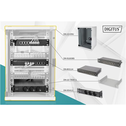 Digitus , Network Set - 254 mm (10) - 9U, 312 x 300 mm , DN-10-SET-2 , Grey