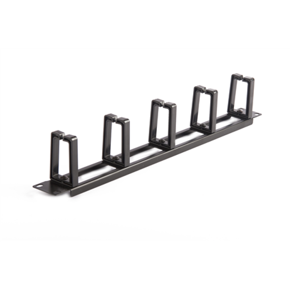 SOMI Networks , 19“ Cable Management Bar with 5pcs Plastc Rings , CMB-02 , Black , Ring Diameter 45x70mm; Holes in the Panel