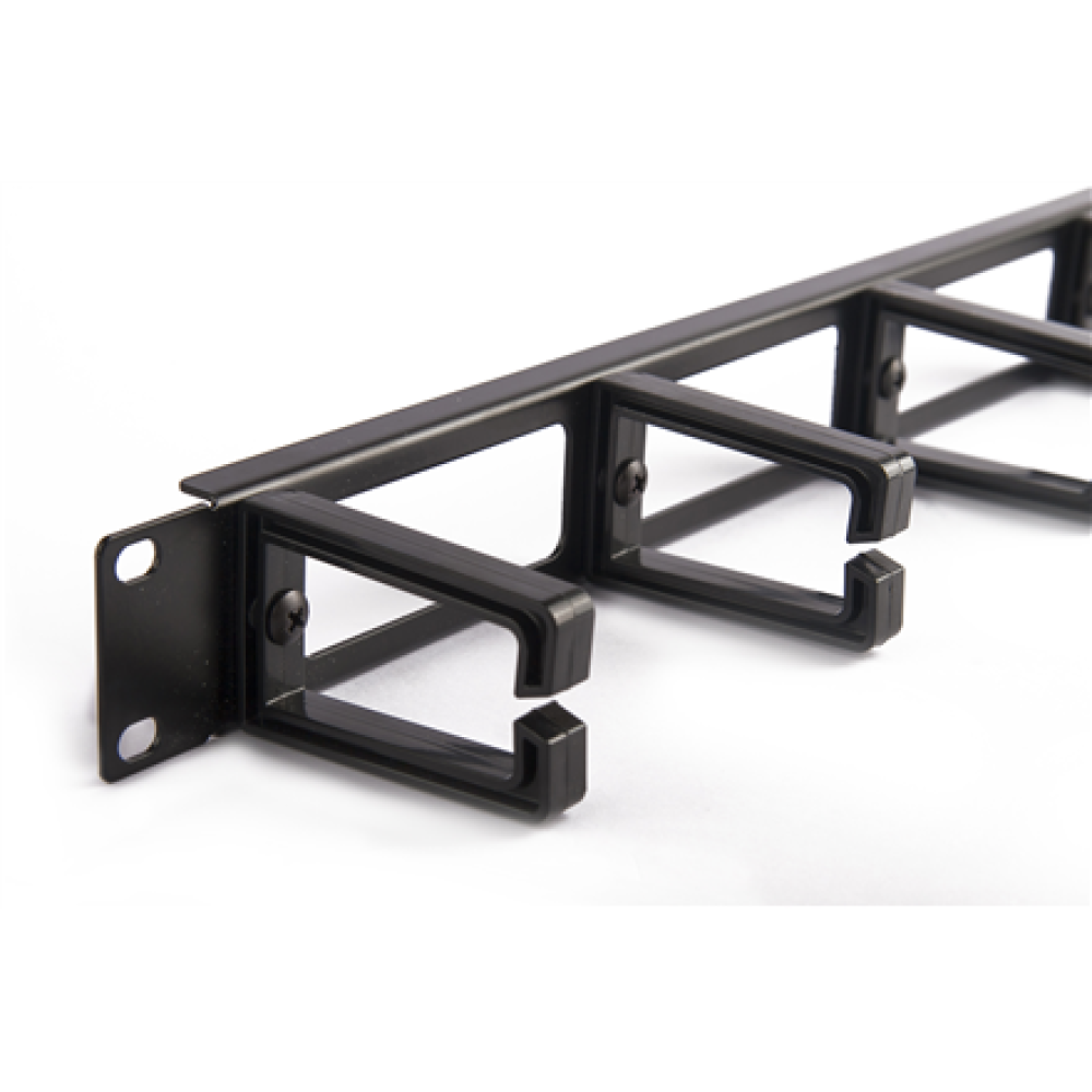 SOMI Networks , 19“ Cable Management Bar with 5pcs Plastc Rings , CMB-02 , Black , Ring Diameter 45x70mm; Holes in the Panel