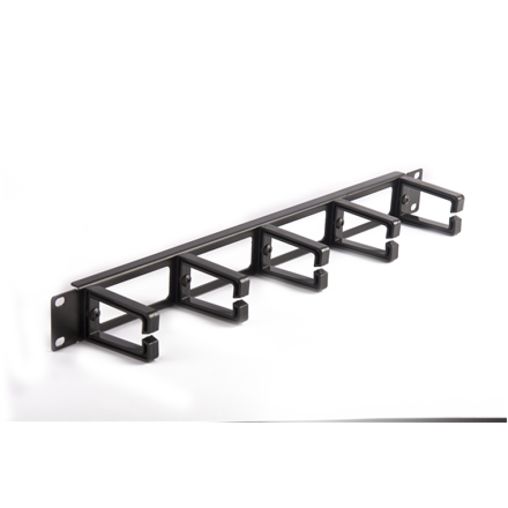 SOMI Networks , 19“ Cable Management Bar with 5pcs Plastc Rings , CMB-02 , Black , Ring Diameter 45x70mm; Holes in the Panel