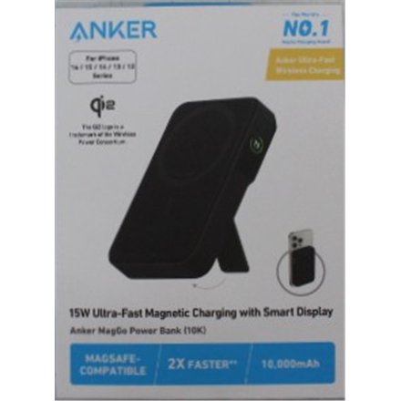SALE OUT. , Anker 633 Magnetic Wireless Power Bank with 27W USB C port , A1654G11 , 10000 mAh , Black , DAMAGED PACKAGING, DEMO