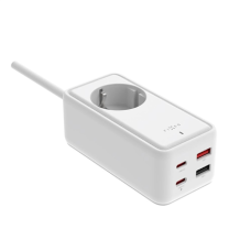 Fixed harging Strip power extension adapter with 2x USB-C and 2x USB, GaN III, 1.5m, PD 65W , FIXCS65-1.5-WH