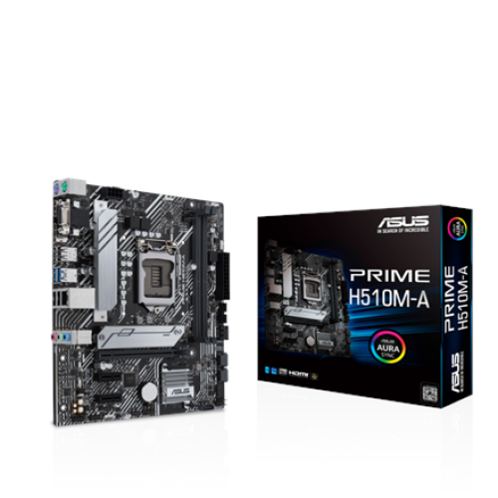 Asus , PRIME H510M-A , Processor family Intel , Processor socket LGA1200 , DDR4 , Memory slots 2 , Supported hard disk drive interfaces M.2, SATA , Number of SATA connectors 4 , Chipset Intel H , mATX
