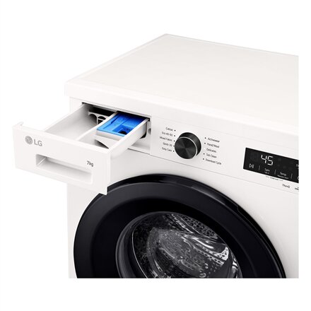 LG , Washing Machine , F2X10S7NWK , Energy efficiency class A , Front loading , Washing capacity 7 kg , 1150 RPM , Depth 44 cm , Width 60 cm , Display , LED , Steam function , Essence White (Glossy) , Wi-Fi