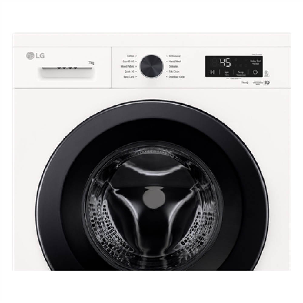 LG F2X10S7NWK , Washing Machine , Energy efficiency class A , Front loading , Washing capacity 7 kg , 1200 RPM , Depth 44 cm , Width 60 cm , Display , LED , Steam function , Essence White (Glossy) , Wi-Fi