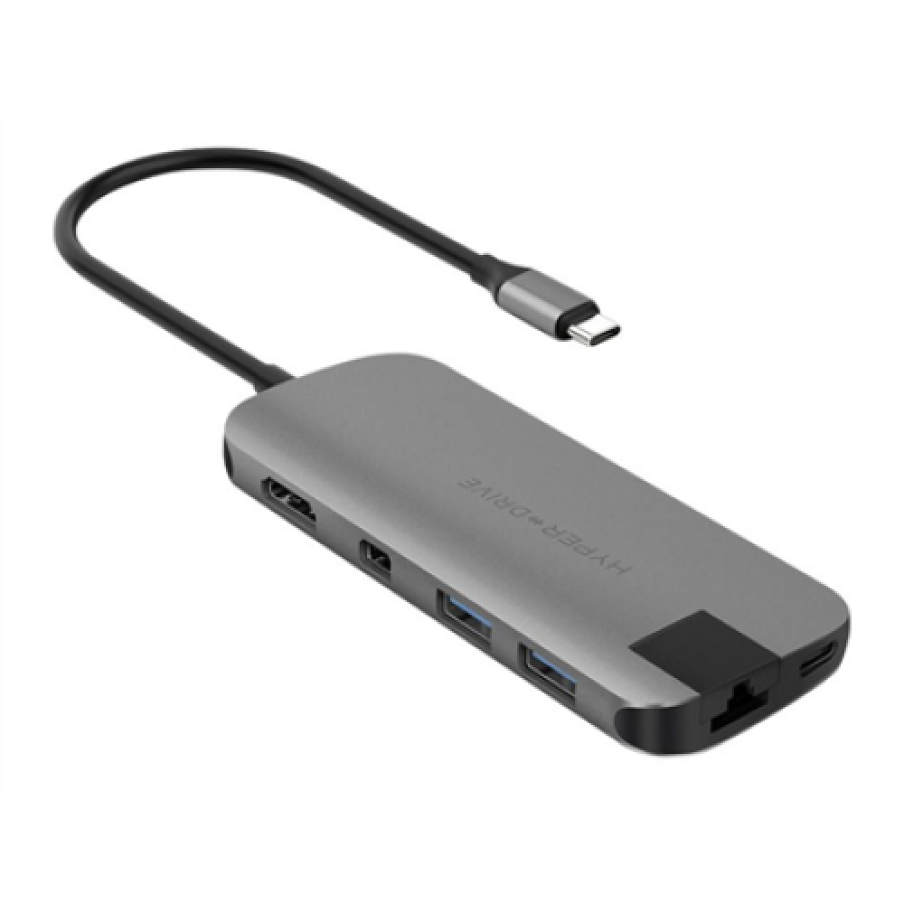 Hyper , HyperDrive Universal USB-C 8-in-1 Hub with HDMI, MiniDP and 60 W PD Power Pass-Thru