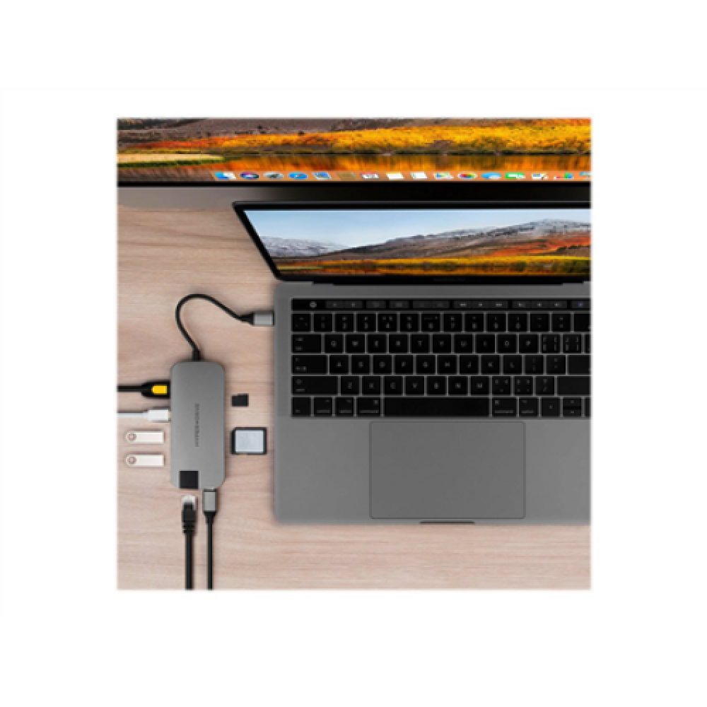 Hyper , HyperDrive Universal USB-C 8-in-1 Hub with HDMI, MiniDP and 60 W PD Power Pass-Thru