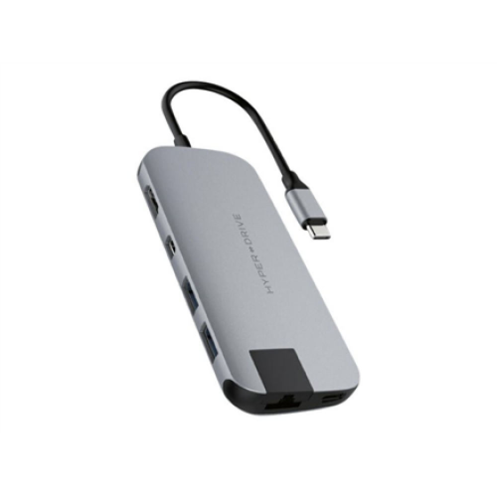 Hyper , HyperDrive Universal USB-C 8-in-1 Hub with HDMI, MiniDP and 60 W PD Power Pass-Thru