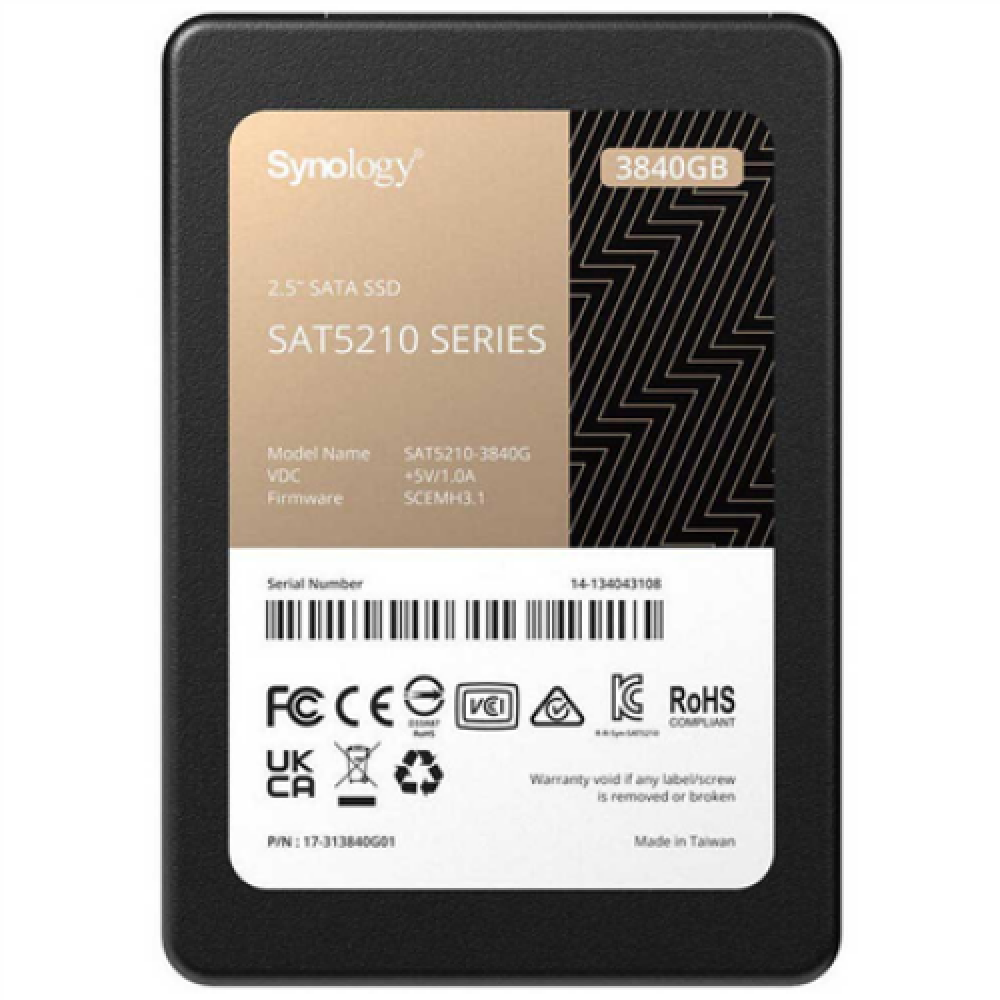 Synology SSD SAT5210-3840G 3840 GB, SSD form factor 2.5, SSD interface SATA, Write speed 500 MB/s, Read speed 530 MB/s