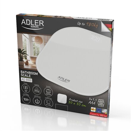 Adler Bathroom Scale , AD 8188 , Maximum weight (capacity) 180 kg , Accuracy 100 g , White